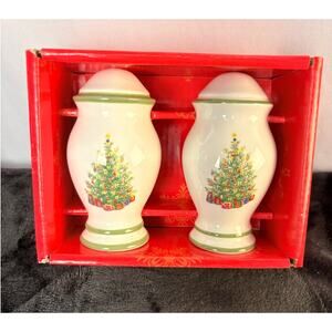 CHRISTOPHER RADKO HOLIDAY CELEBRATIONS SALT AND PEPPER SHAKERS OPEN BOX